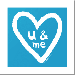 You and me couples love - hand drawn illustration - i love you Valentines Day heart Posters and Art